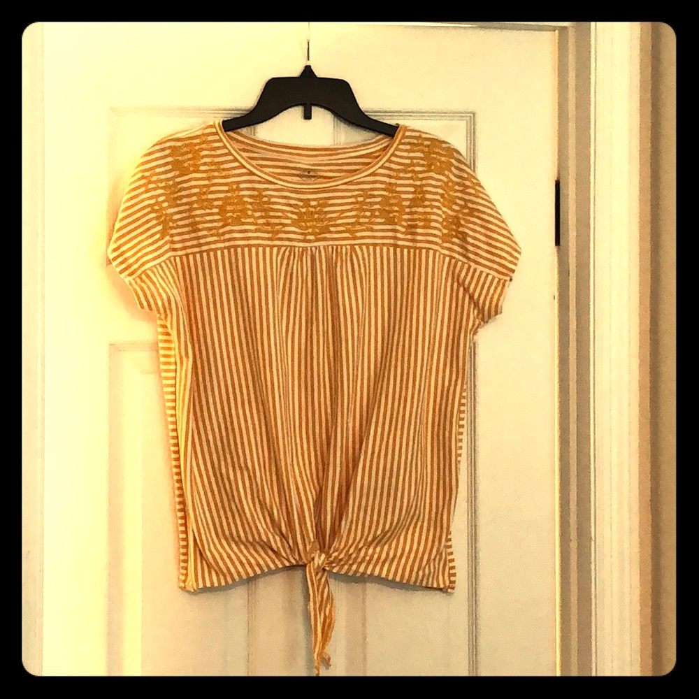 A really cute top mustard and white striped size L